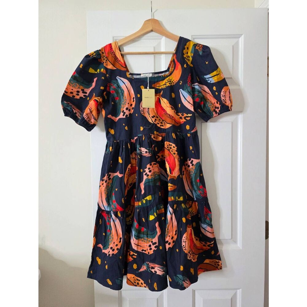Maude vivante Banana Print Mini Dress L NWT